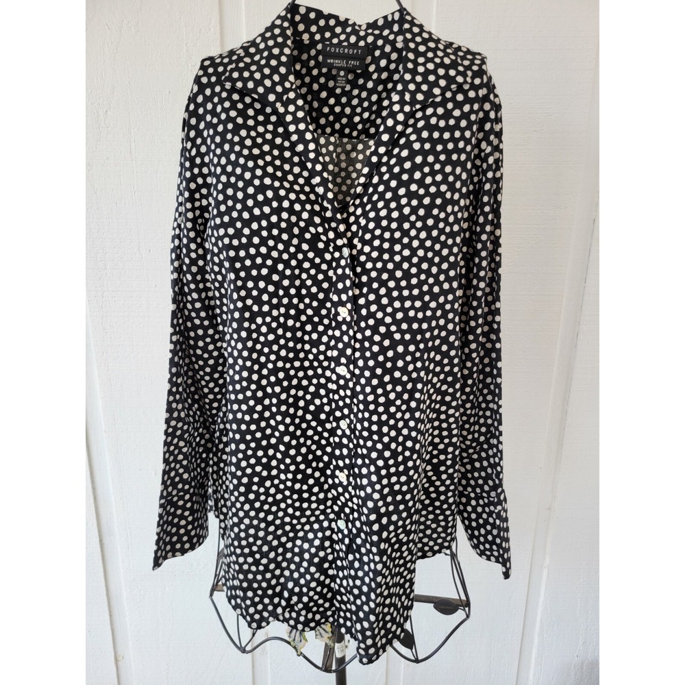 Foxcroft Size 16P Shirt 100% Cotton Wrinkle Free Shaped Fit Top Blouse 16 Petite